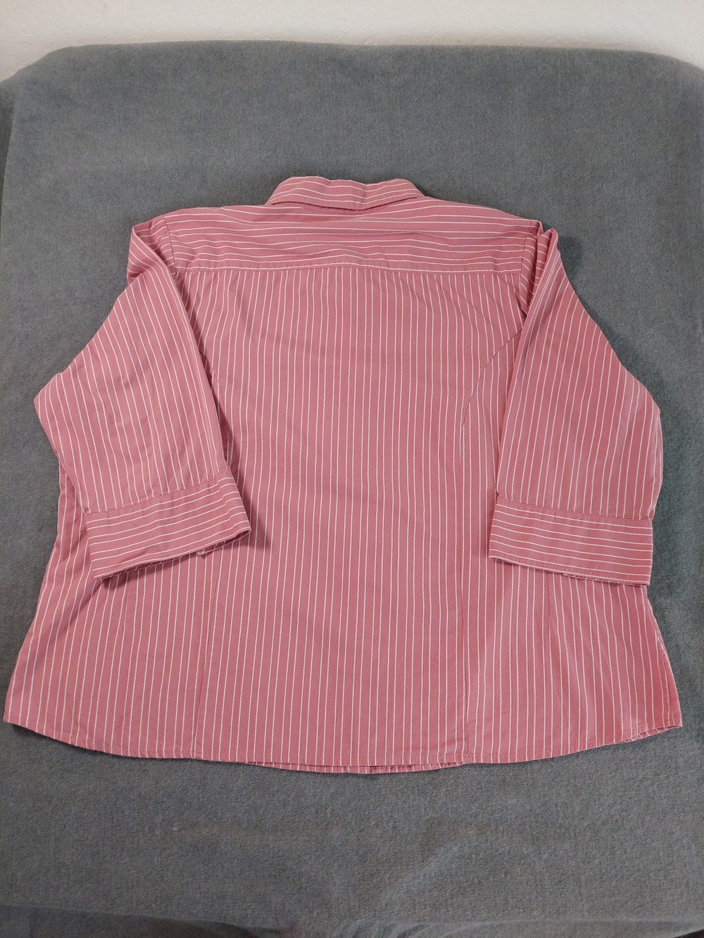 Riders by Lee Pink White Striped Button Down Blouse 3/4 Sleeve 3X Plus Cotton - Picture 7 of 7